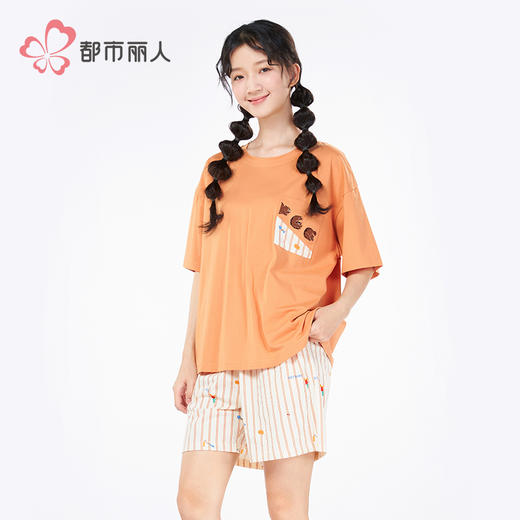 都市丽人亲情蜜语女士棉质短袖套装薄32支纯棉单面短袖类LHH0A5 商品图2