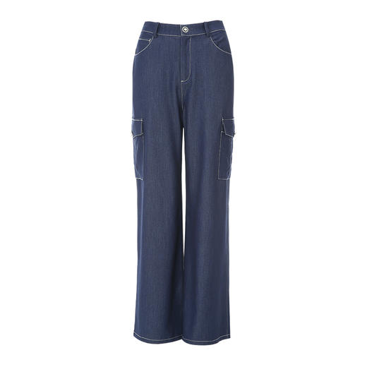 EITIE爱特爱夏季新款时尚休闲通勤百搭显瘦直筒阔腿牛仔裤女7805504 商品图5