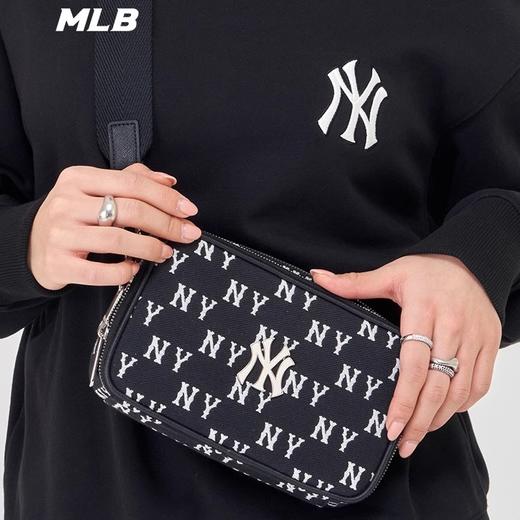 【品牌授权】防伪码 韩国MLB 复古老花斜挎包-黑色 深天蓝色 深奶油色 女新款老花满印休闲时尚运动背包单肩学生书包 3ACRS014N 商品图5