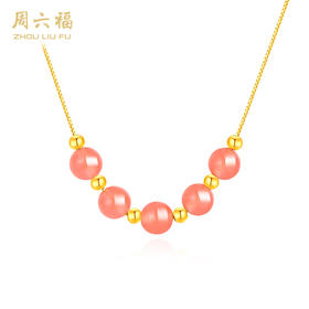 周六福S925银一轮心动玛瑙项链ZLFJ062468★