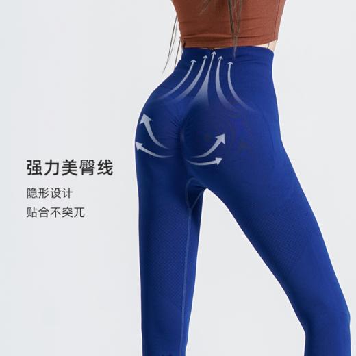 新款塑型裤高腰弹力蜜桃臀透气运动三文鱼肌理微压纯色美臀运动裤 商品图2