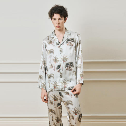 Solo seta22姆米重磅真丝男士套装桑蚕丝印花家居服丝绸2025年秋 商品图4