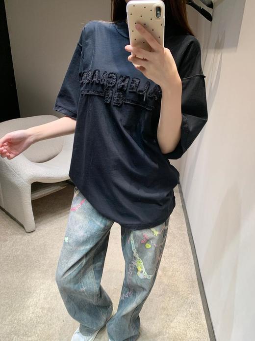 Balenciag*巴黎世家25Ss春夏新款重工炒色做旧字母T恤男女同款情侣系（DQJ） 商品图6