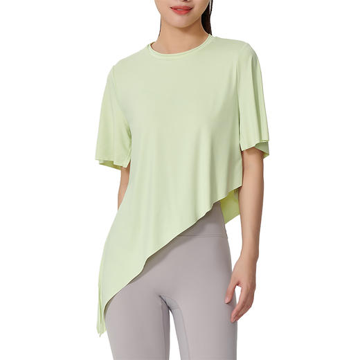 I'd爱帝轻运动凉感T恤侧摆打结瑜伽小蛮腰短袖上衣 商品图5