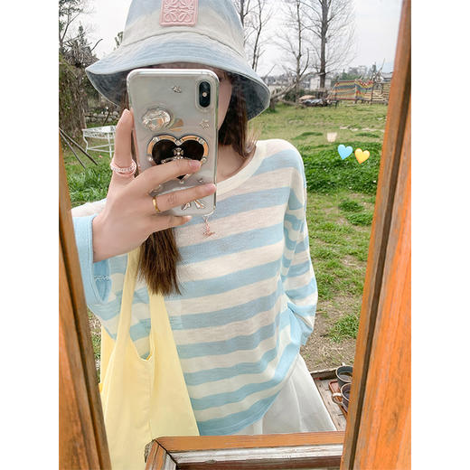 <曾小咸推荐>4.7现货秒杀 ！微信超特价！韩系蓝白条纹罩衫T恤 日常139.99 立减70 秒杀69.99！！ 商品图1