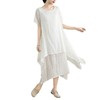 XYLZY9920短袖棉麻连衣裙2025夏季新款文艺范纯色大摆裙大码双层打底裙 商品缩略图4