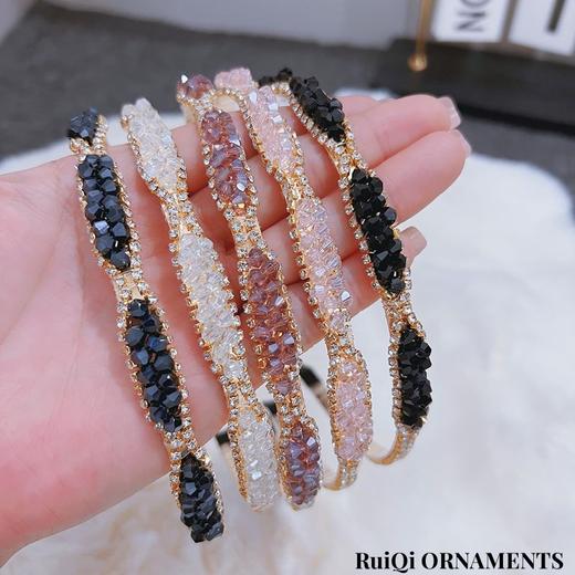 【❗晶链条发箍】气质简约欧美风，不夹头不易掉，珍珠水钻编织头箍优雅气质压发头箍发饰女QQ 商品图1