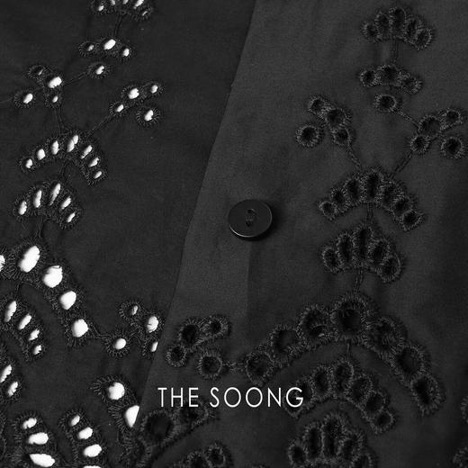 THESOONG‘玄简美学’进口高密贡缎砂洗黑色衬衫外套HBCS6200 商品图3