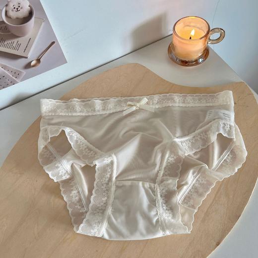 【3条装❗超薄奶油色系内裤】裸感轻盈自在呼吸，裆部采用100%的纯棉面料裤，夏季无痕女生中腰薄款蕾丝边三角裤QQ 商品图9