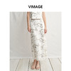 VIMAGE纬漫纪高腰显瘦百搭时髦刺绣半身裙2025夏季新款V2306914 商品缩略图0
