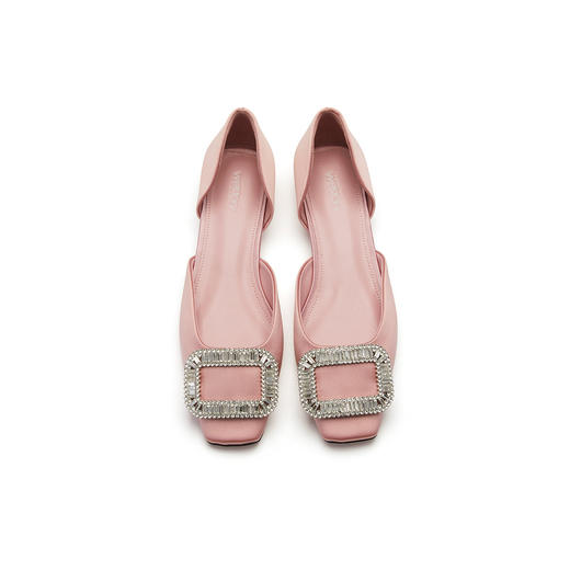 westory镶钻方扣设计感百搭气质平底真皮浅口单鞋空鞋56311 商品图4