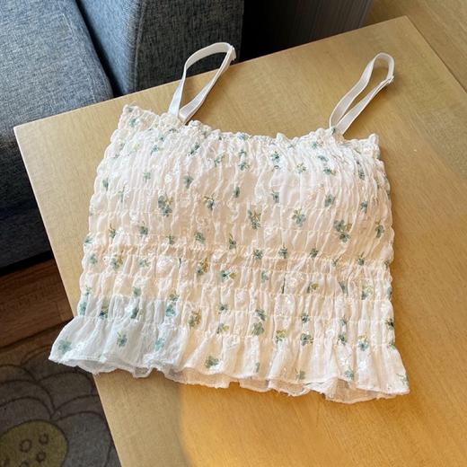 【纯欲甜美❗清新碎花吊带】设计感褶皱碎花，自带胸垫，肩带可调节，褶皱裹胸外穿辣妹美背抹胸吊带背心QQ 商品图6