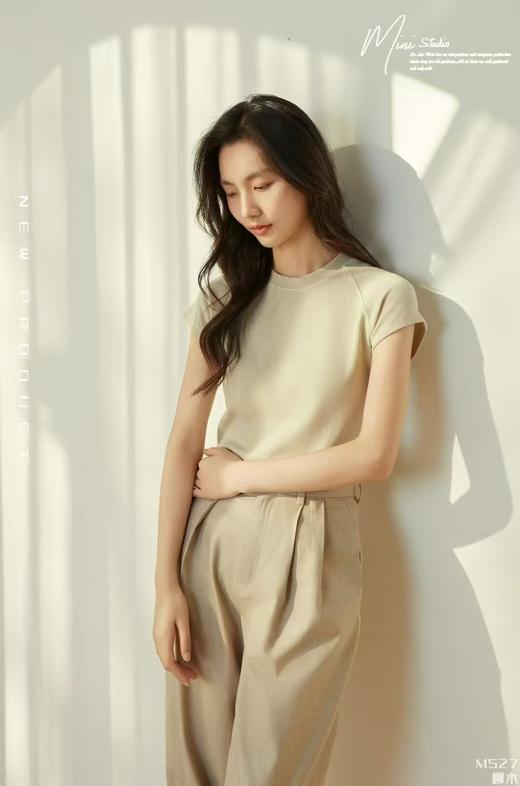 LS竹纤维女士时尚素色简约插肩T恤527 商品图1