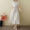 LZY9360棉麻连衣裙2025夏季新款文艺范纯色开衫裙时尚显瘦亚麻长裙 商品缩略图1