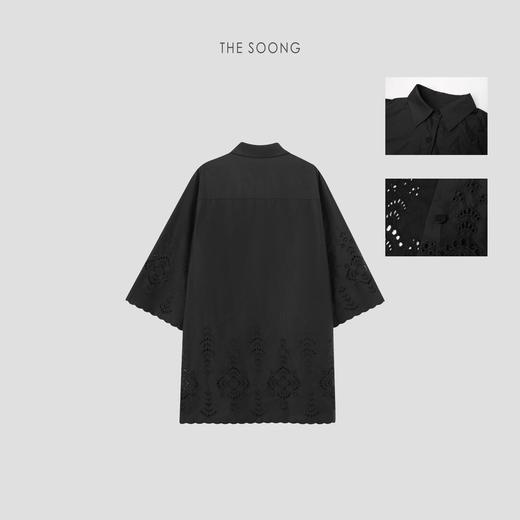 THESOONG‘玄简美学’进口高密贡缎砂洗黑色衬衫外套HBCS6200 商品图2