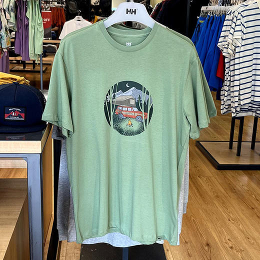 HE**Y H**SEN/海*汉*森 F2F 男士有机棉纯色印花圆领短袖T恤 商品图1