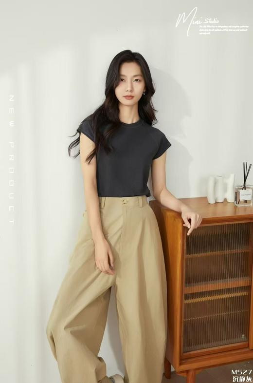 LS竹纤维女士时尚素色简约插肩T恤527 商品图2