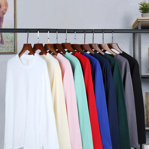 【79.9元两件，加入购物车自动满减，拍一件不发货！！】司纤 彩虹12色230克棉T恤长袖 | 柔软舒适 细腻亲肤 多色可选 男女同款 商品图0