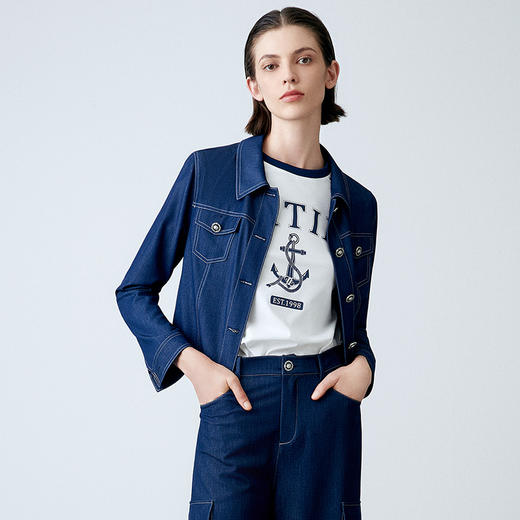 EITIE爱特爱夏新款气质复古通勤显瘦百搭宽松直筒牛仔外套7803502 商品图2