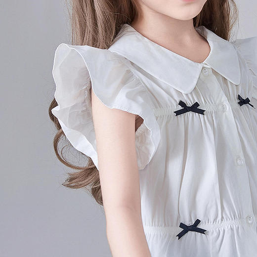 笛莎Deesha 童装女童衬衫2025夏新款女童芭蕾风飞肩袖衬衫 商品图3