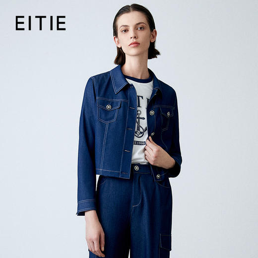 EITIE爱特爱夏新款气质复古通勤显瘦百搭宽松直筒牛仔外套7803502 商品图0