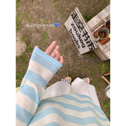 <曾小咸推荐>4.7现货秒杀 ！微信超特价！韩系蓝白条纹罩衫T恤 日常139.99 立减70 秒杀69.99！！ 商品图3