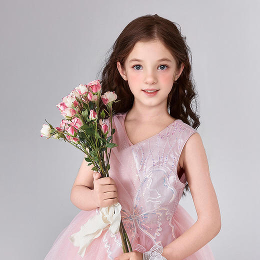 笛莎Deesha 童装女童连衣裙2025夏新款女童甜美蝴蝶仙子礼服裙 商品图3