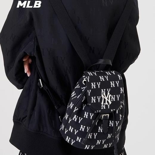 【品牌授权】扫码验证 韩国MLB 复古老花小背包-黑色 深奶油色 双肩包女新款休闲时尚运动背包单肩学生书包 3ABKS014N 商品图3
