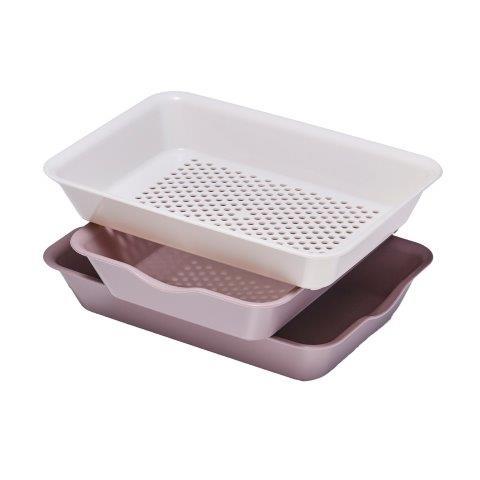 日本进口伊原企贩 抗菌 沥水篮组合 淡粉色 商品图0