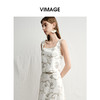 VIMAGE纬漫纪时尚短款宽肩带方领刺绣T恤小上衣2025夏季新款V2313920 商品缩略图1