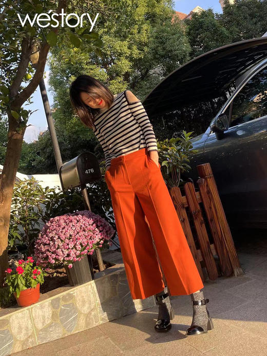 westory秋冬粗跟短靴圆头拼接扣带复古时装靴女靴袜靴黑色W21DS81511 商品图4