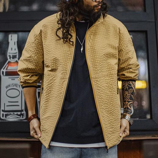 工装优选美式休闲户外山系夹克肌理感透气防风立领姜黄外套男春夏 商品图4