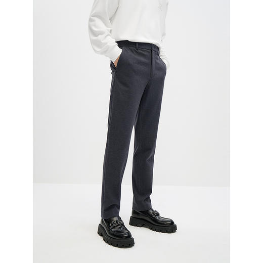 GXG男装 2024冬季热卖GXG男士休闲简约深灰色保暖修身小脚长裤爆款休闲裤 商品图2