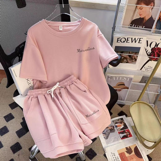 【休闲跑步运动服套装】夏季韩版宽松显白洋气短袖短裤 学生两件套潮 商品图1