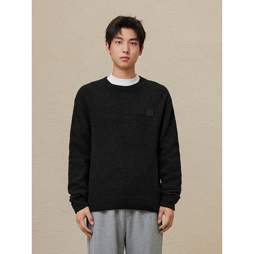 GXG男装 2024秋冬热卖GXG男士简约基础含羊毛保暖毛衣男毛衫内搭线衫 商品图3