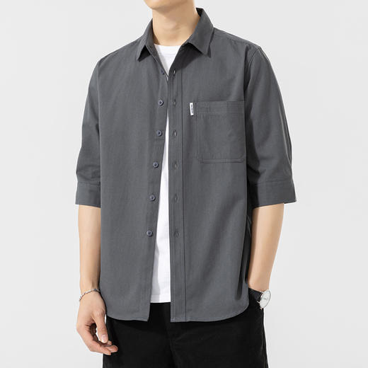 红览 七分袖/长袖春夏纯棉男士衬衫8855 商品图1