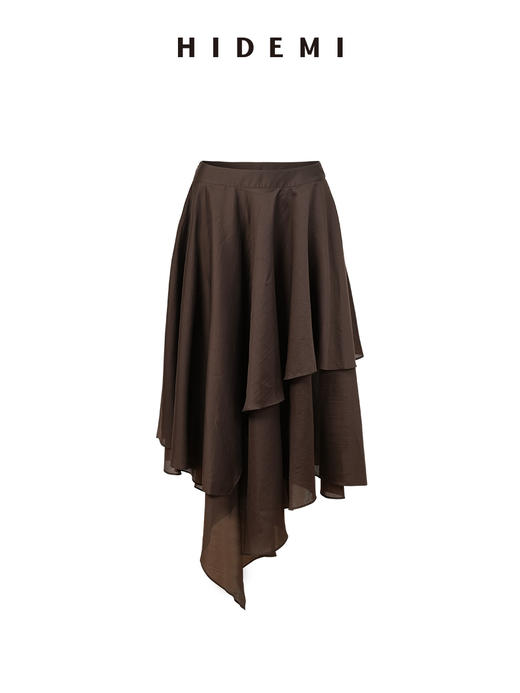 HIDEMI极简丝巾进口莱赛尔清透飘逸纽扣多穿式上衣半裙套装 商品图9