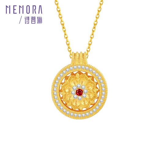 【热卖臻品】芳华-美人如花项链 宝相花足金黄金钻石套链MEMORA诗普琳LN853601 商品图5