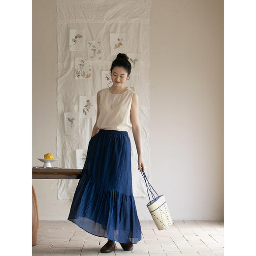 牧衣游原创 丝棉净色半裙设计感不规则宽松百搭半身裙 微风与秋 商品图2