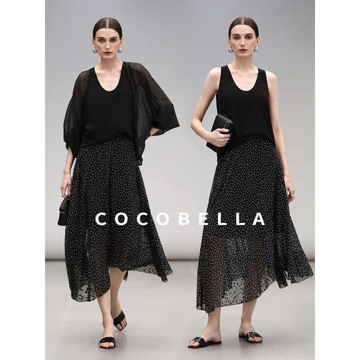 COCOBELLA法式肌理感波点半身裙夏不规则下摆气质长裙HS7072 商品图2