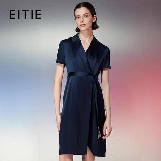 EITIE爱特爱夏季新款时尚高级气质高腰显瘦舒适系带连衣裙7807503 商品图0