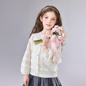 笛莎Deesha 童装女童外套2025夏新款女童芭蕾风蕾丝空调衫外套