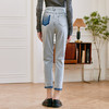Famecoco范可儿原创水洗做旧浅色牛仔裤女款秋季新品撞色长裤F225GA017 商品缩略图2