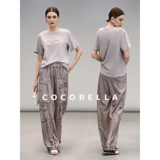 COCOBELLA印花刺绣T简约休闲上衣女25夏芋紫色短袖T恤TS3005 商品图3