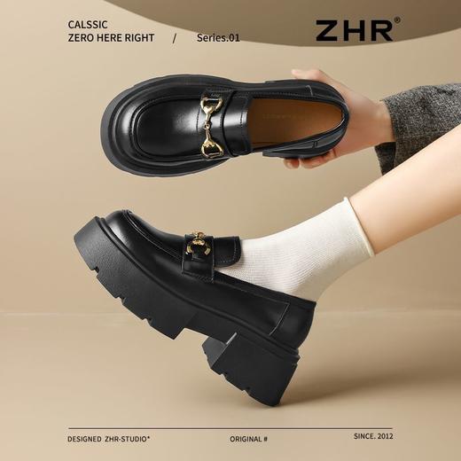 ZHR则则【厚底增高5.5CM】乐福鞋女英伦风单鞋女百搭黑色小皮鞋女 商品图6