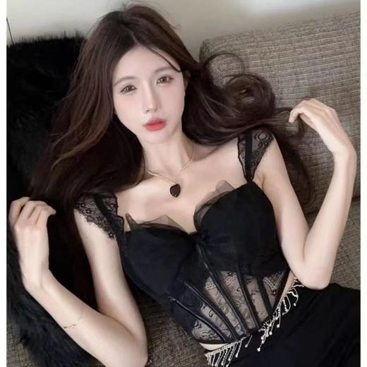 【法式性感❗鱼骨塑身背心】纯欲蕾丝蝴蝶结纱束腰，小胸聚拢显大收副乳，带胸垫防下垂吊带内衣抹胸外穿QQ 商品图1