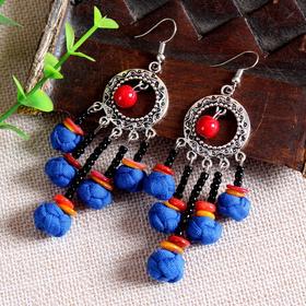 雀说 民族风布艺饰品布艺耳环民族耳饰多色5ZF-3171