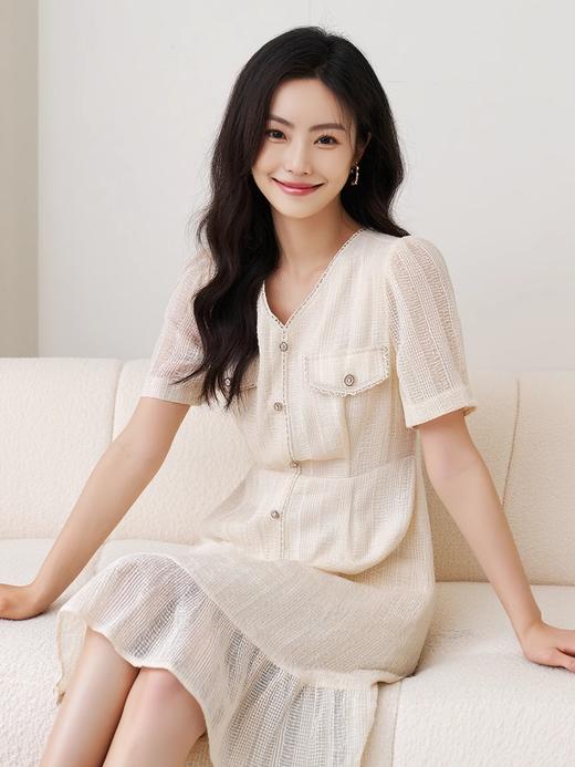 奢姿2025夏季新款大码女装法式V领气质裙子胖妹妹优雅鱼尾连衣裙9942863008 商品图2