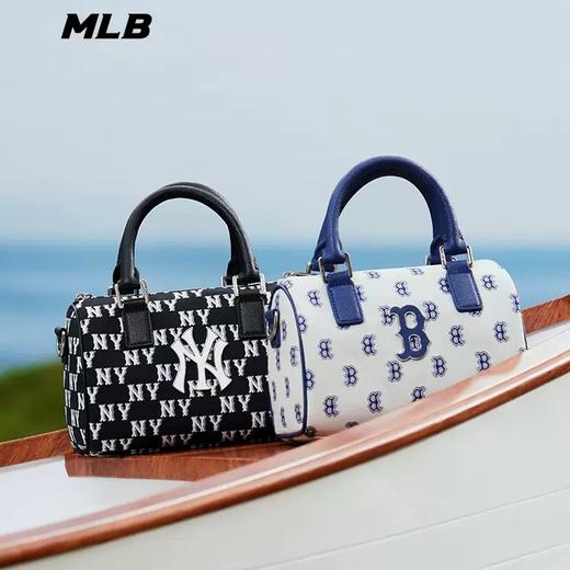 【品牌授权】扫码验证 韩国MLB  复古老花手提单肩包-黑色 浅米色 新款老花满印休闲时尚运动背包单肩学生书包 3ABWS013N 商品图0