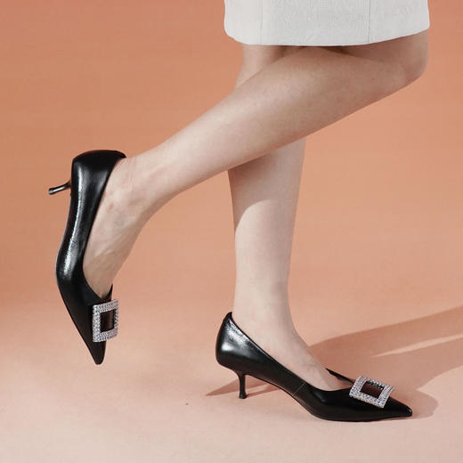 Westory2025年春季尖头中跟方扣通勤百搭浅口单鞋W25AE57931 商品图5